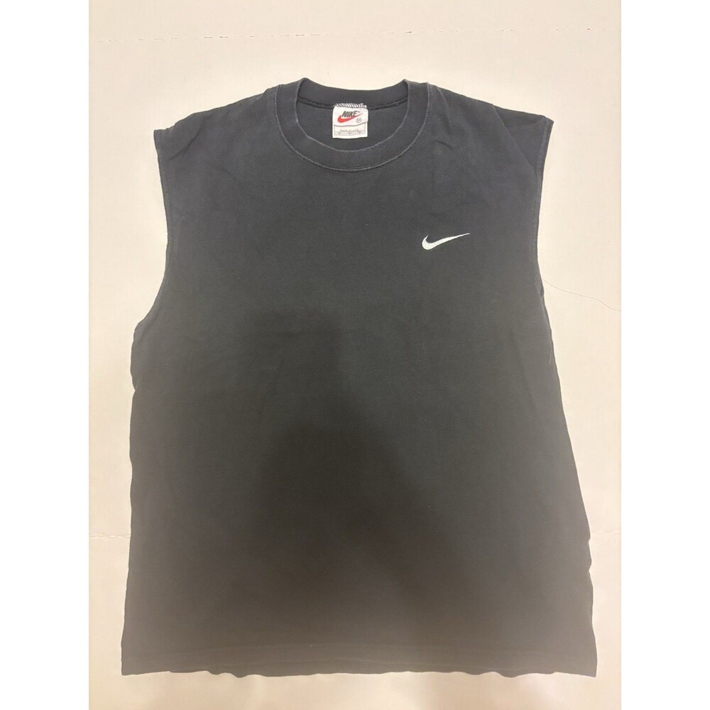 Vintage Nike 90ās White Swoosh Black Medium Tank Top Made In The USA